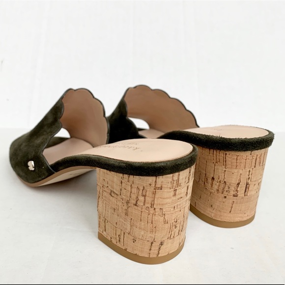Kate Spade ♠️ Warren Scalloped Mules in Olive - Picture 4 of 7